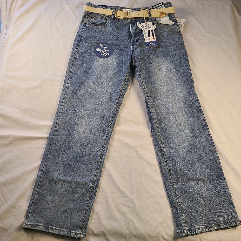 Angels Of Difference Jeans with Belt Women's 16/33 with 29" inseam Blue